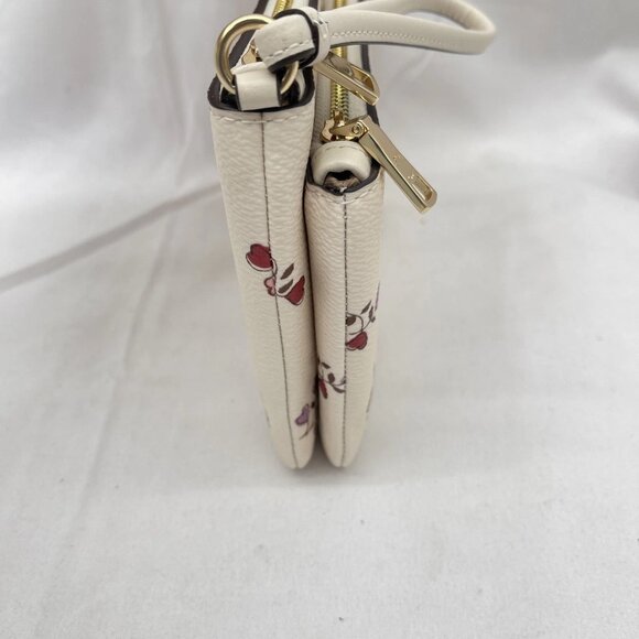 NEW COACH Women’s Double Zip Wallet with Heart Print Canvas CW969 Chalk Multi - Picture 7 of 12